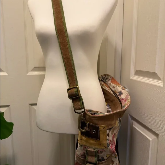 Lucky Brand Brown and Green Tote Bag with Classic Trim Crossbody Bag - Picture 2 of 13